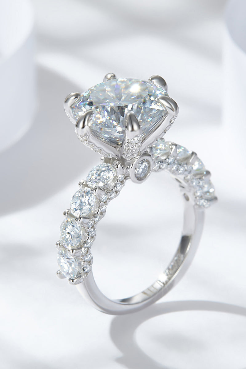 "Unparalleled Brilliance: 3-Carat Moissanite Platinum-Plated Side Stone Ring by Burkesgarb"