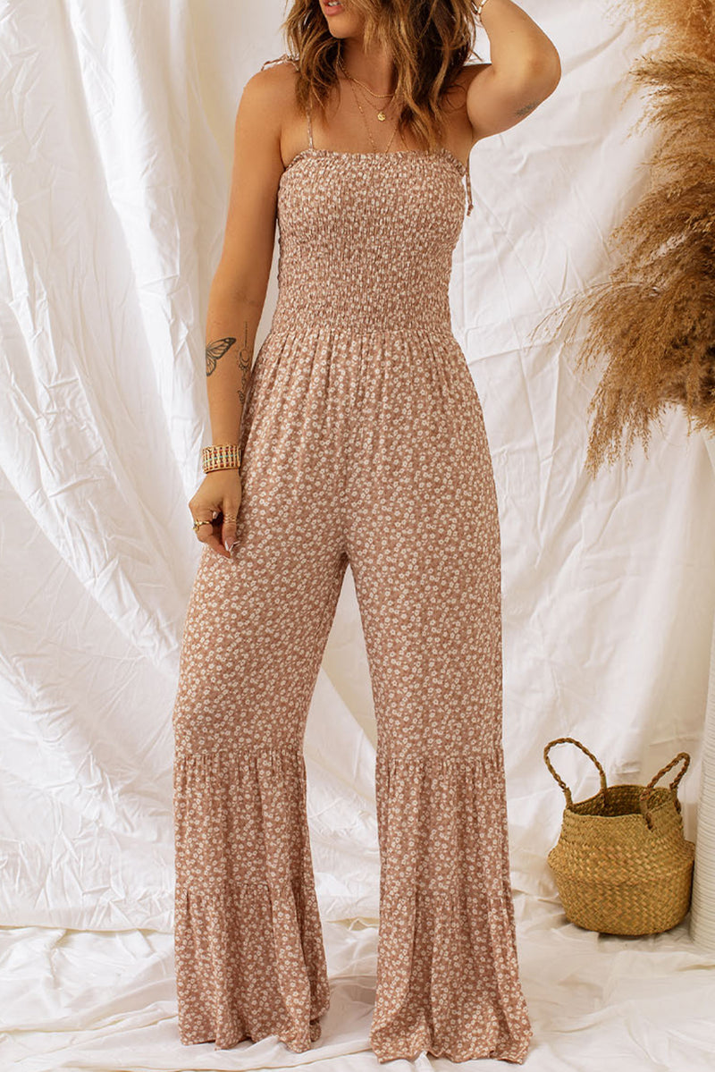 "Uniquely Chic: Smocked Wide Leg Jumpsuit by Burkesgarb | Stand Out with Stylish and Comfortable Women's Fashion"