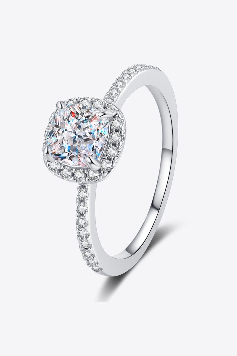 Elegant Brilliance: 1 Carat Moissanite 925 Sterling Silver Halo Ring at Burkesgarb