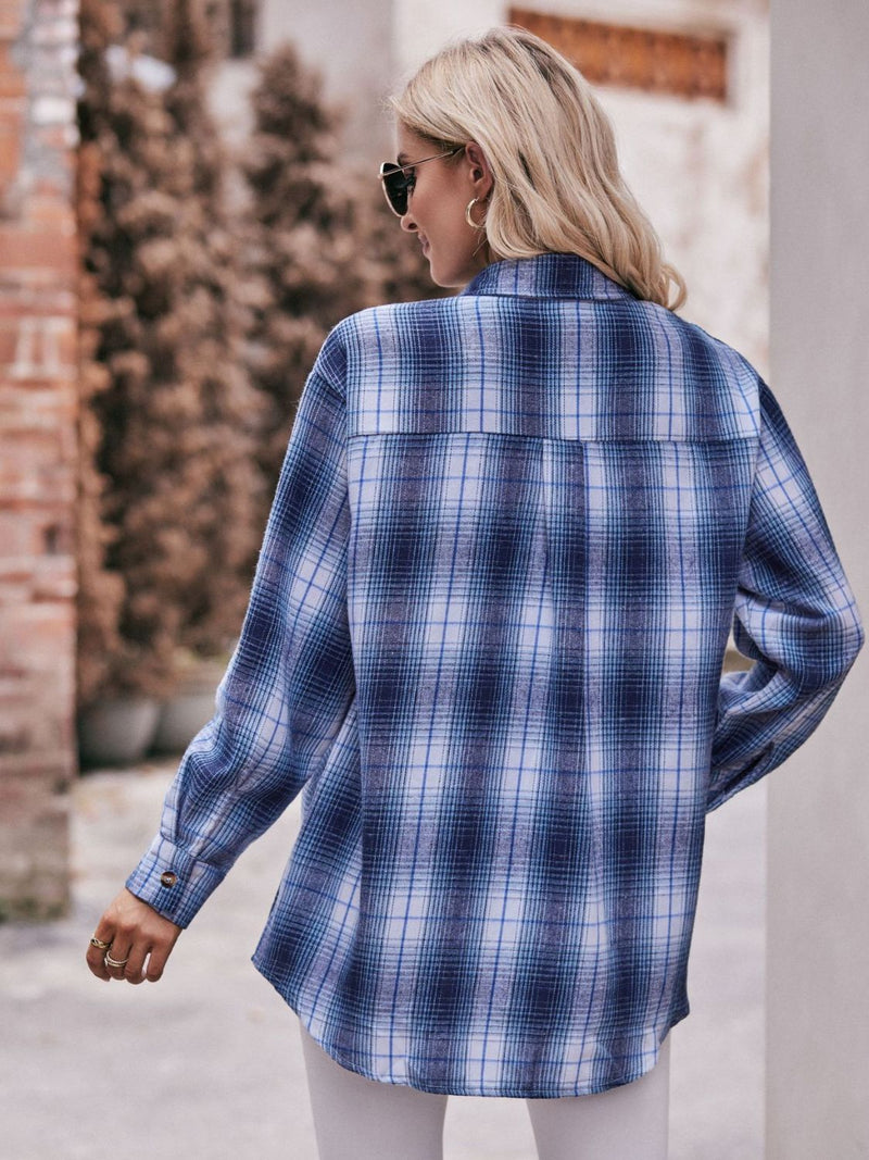 Effortlessly Stylish: Plaid Dropped Shoulder Longline Shirt at Burkesgarb