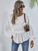 Effortless Style: Exposed Seams Round Neck Blouse at Burkesgarb