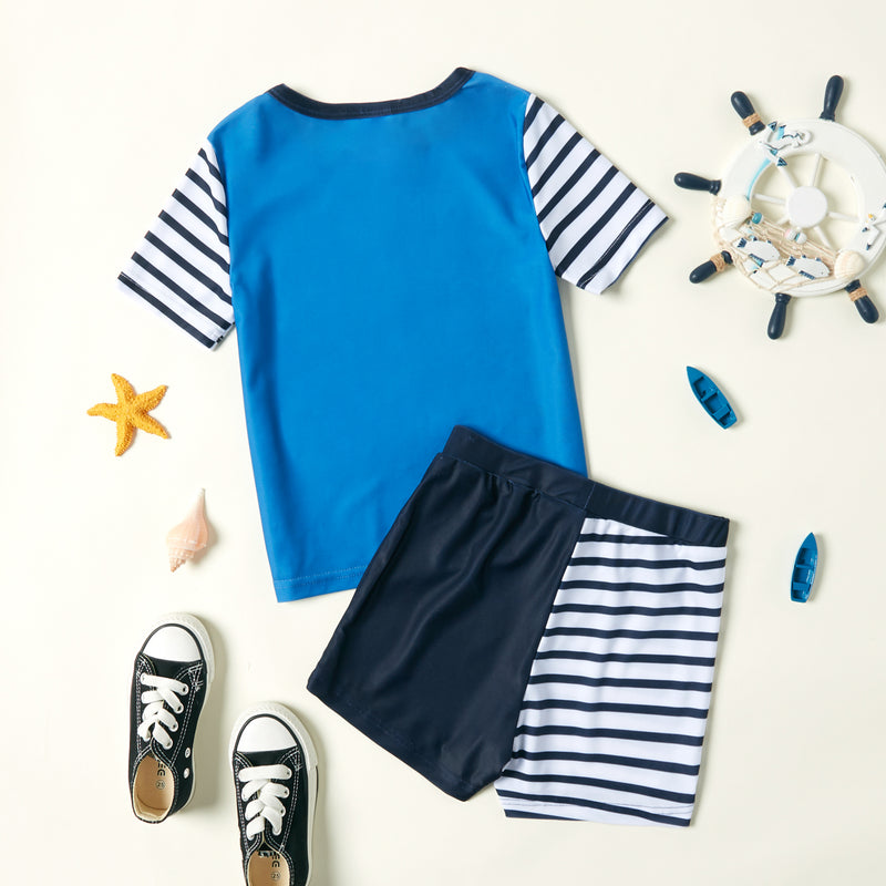 Graphic Striped Short Sleeve Top and Shorts Set