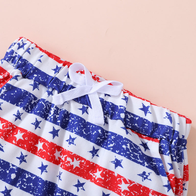 Kids USA Graphic Tee and Star and Stripe Shorts Set