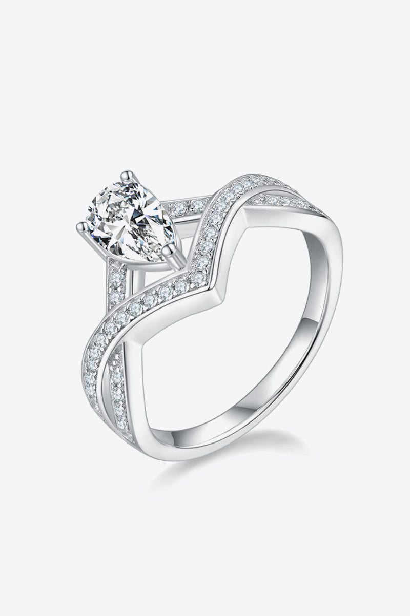 "Timeless Beauty: 1 Carat Moissanite Teardrop 925 Sterling Silver Ring"
