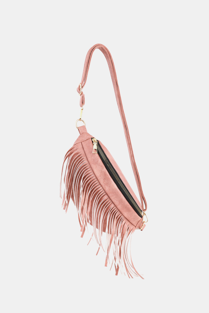 Add a Touch of Boho Chic to Your Outfits with the Fringed Leather Sling Bag at Burkesgarb