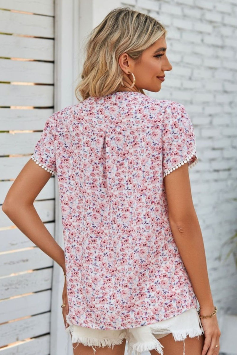 Floral Notched Neck Blouse | Burkesgarb - Effortless Elegance in Full Bloom