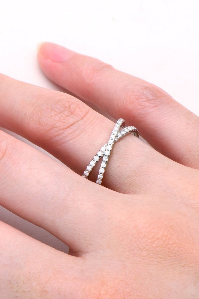 Embrace Radiance and Style with the Moissanite 925 Sterling Silver Crisscross Ring