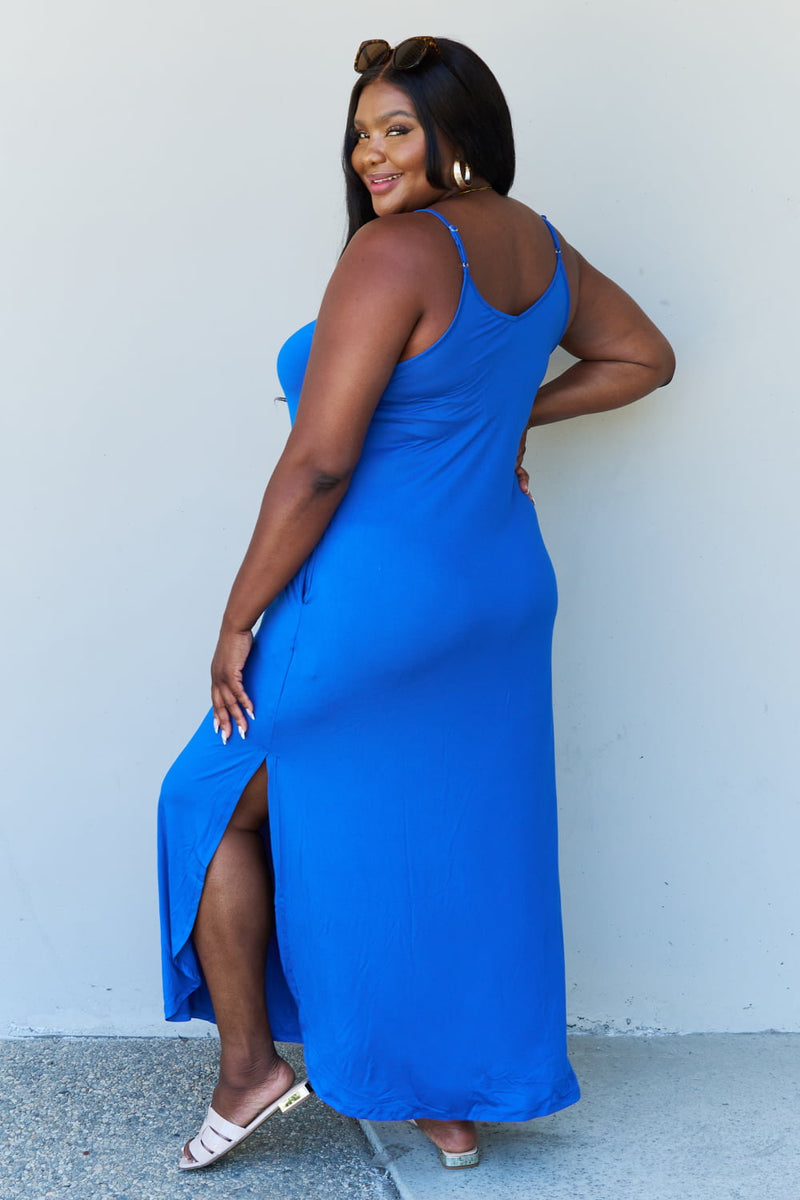 Embrace Elegance and Comfort with a Royal Blue Side Slit Maxi Dress