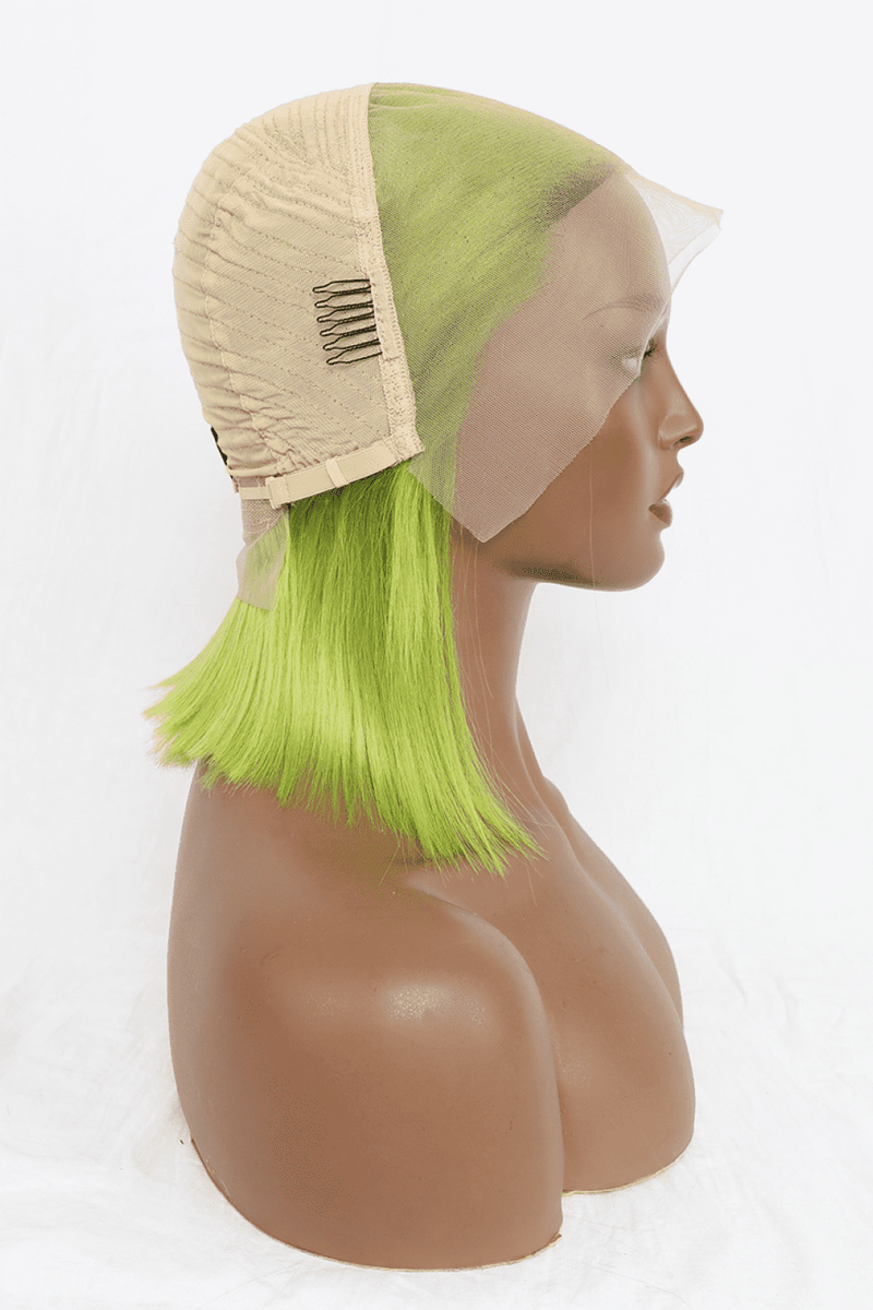 Stand out with Style: 12" 140g Lime Lace Front Wigs Human Hair, 150% Density