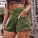 Effortless Style and Comfort: High-Waist Denim Shorts with Pockets at Burkesgarb