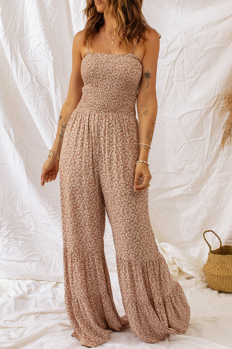 "Uniquely Chic: Smocked Wide Leg Jumpsuit by Burkesgarb | Stand Out with Stylish and Comfortable Women's Fashion"