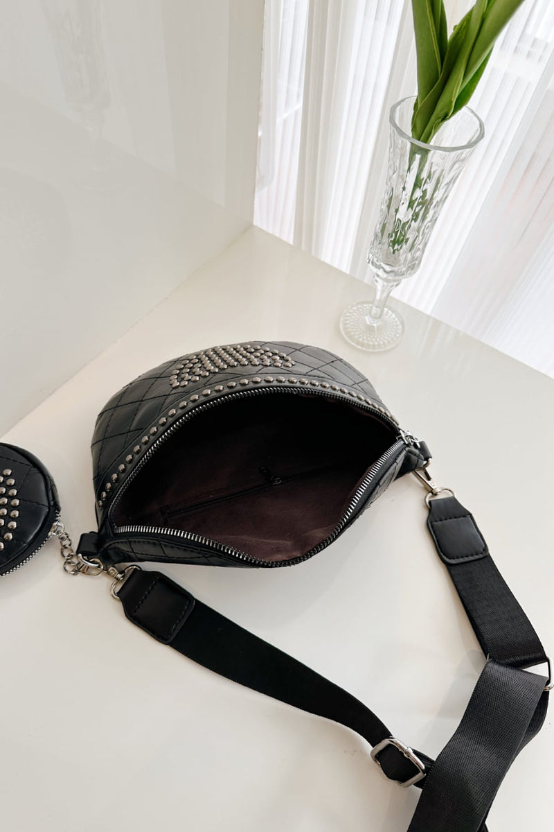 Edgy Style with the Studded Leather Sling Bag at Burkesgarb