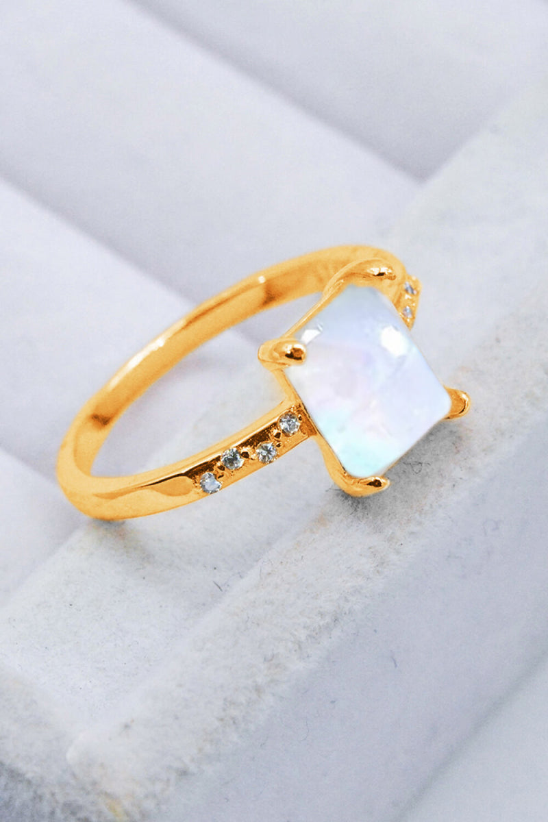 Radiant Elegance: Square Moonstone Ring at Burkesgarb