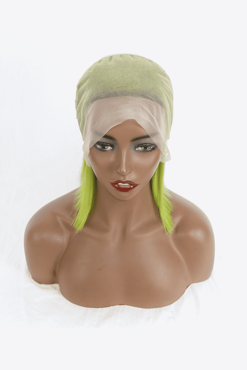 Stand out with Style: 12" 140g Lime Lace Front Wigs Human Hair, 150% Density