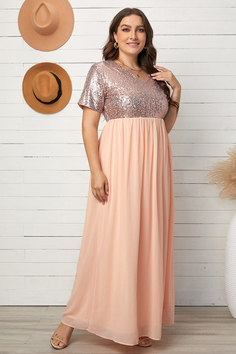 Elegant and Stylish: Plus Size Spliced Maxi Dress at Burkesgarb