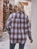 Effortlessly Stylish: Plaid Dropped Shoulder Longline Shirt at Burkesgarb