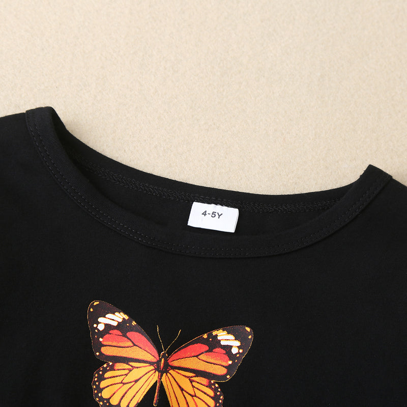 Round Neck Butterfly Graphic Long Sleeve T-Shirt