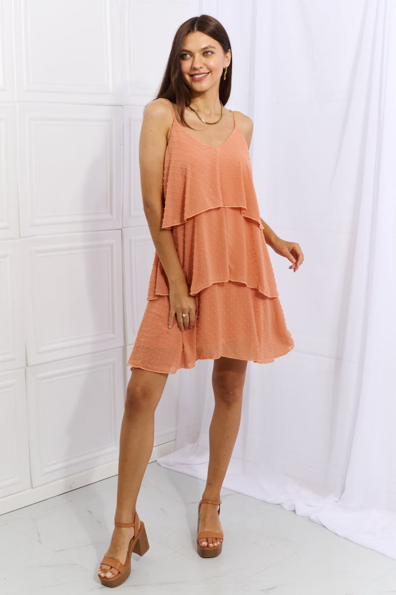 Effortless Elegance: Full Size Sherbet Cascade Ruffle Cami Dress at Burkesgarb