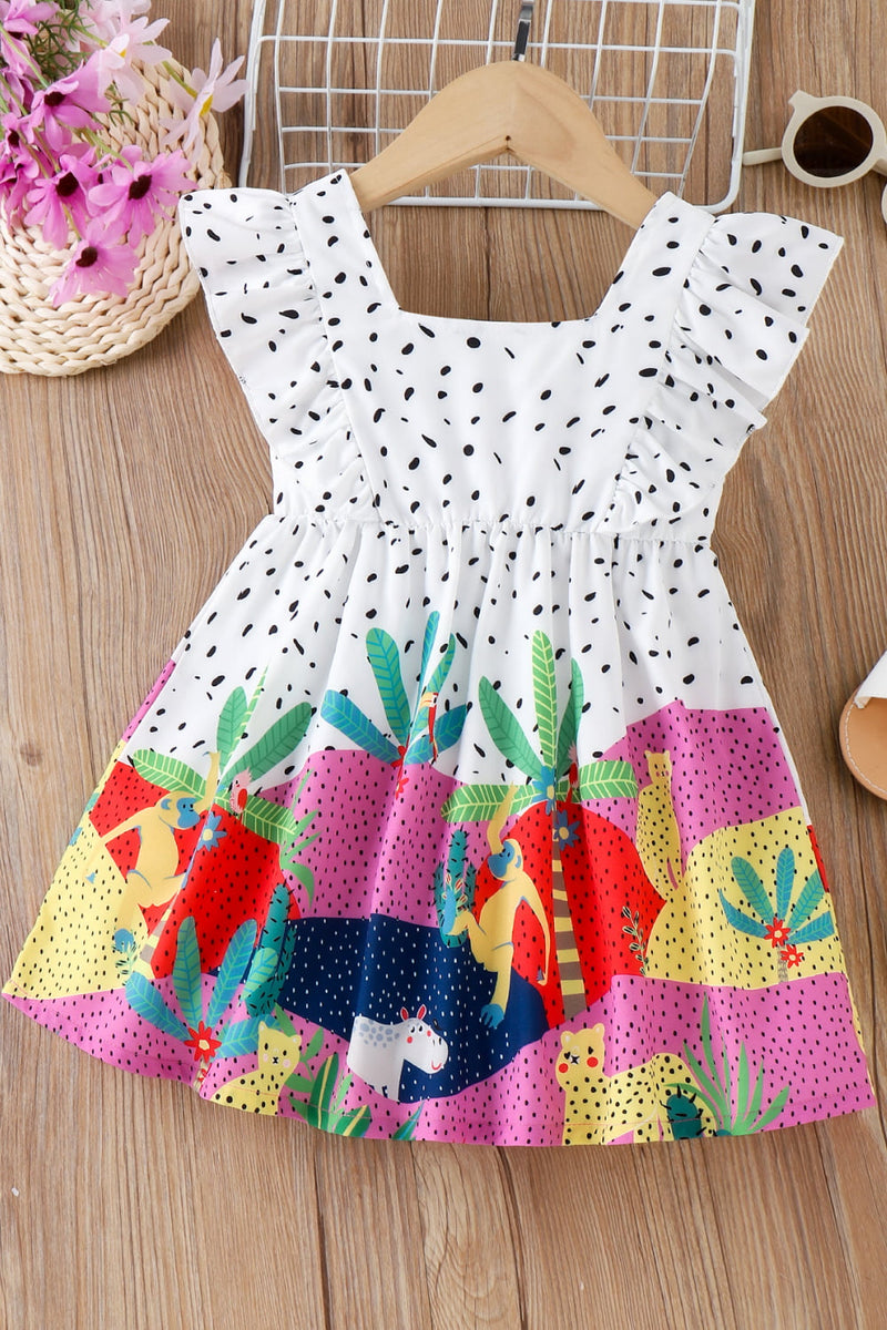 Adorable and Stylish: Girls Printed Ruffled Dress at Burkesgarb