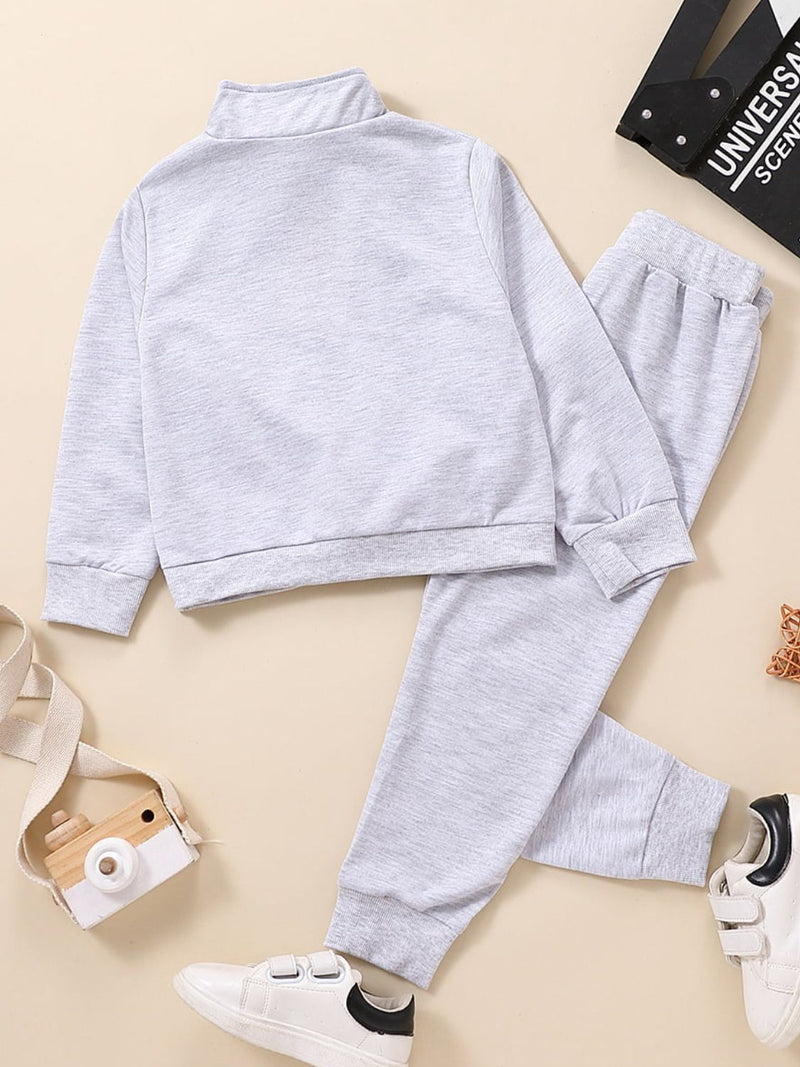 Kids SMILE Half Zip Sweatshirt and Joggers Set: Style and Comfort at Burkesgarb