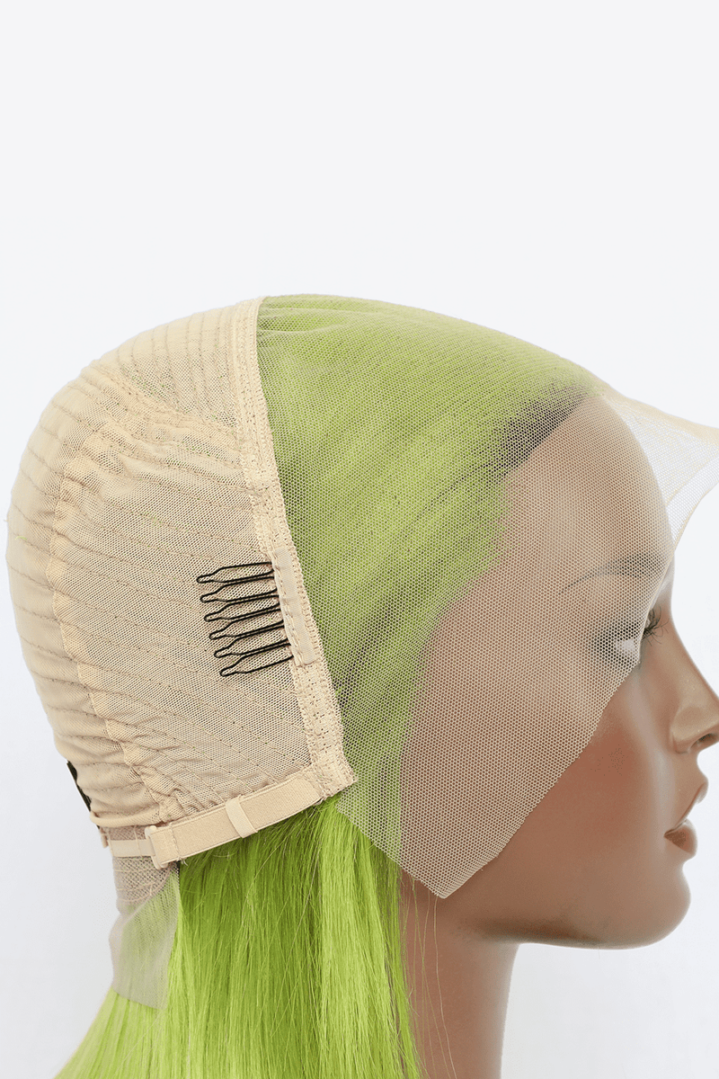 Stand out with Style: 12" 140g Lime Lace Front Wigs Human Hair, 150% Density