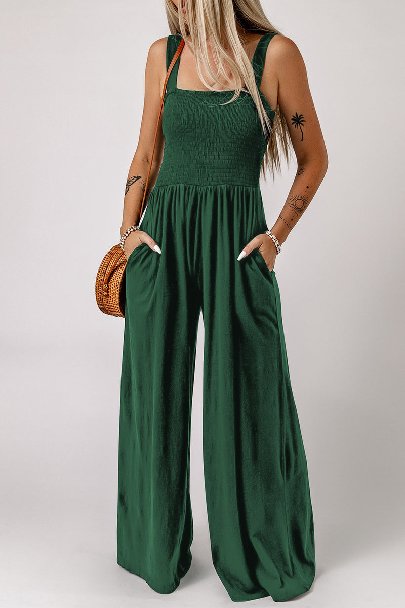 Effortlessly Chic: Square Neck Wide Leg Jumpsuit with Pockets