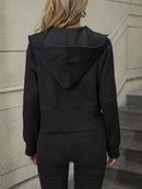 Stay Cozy and Chic with the Zip-Up Raglan Sleeve Hoodie with Pocket at Burkesgarb