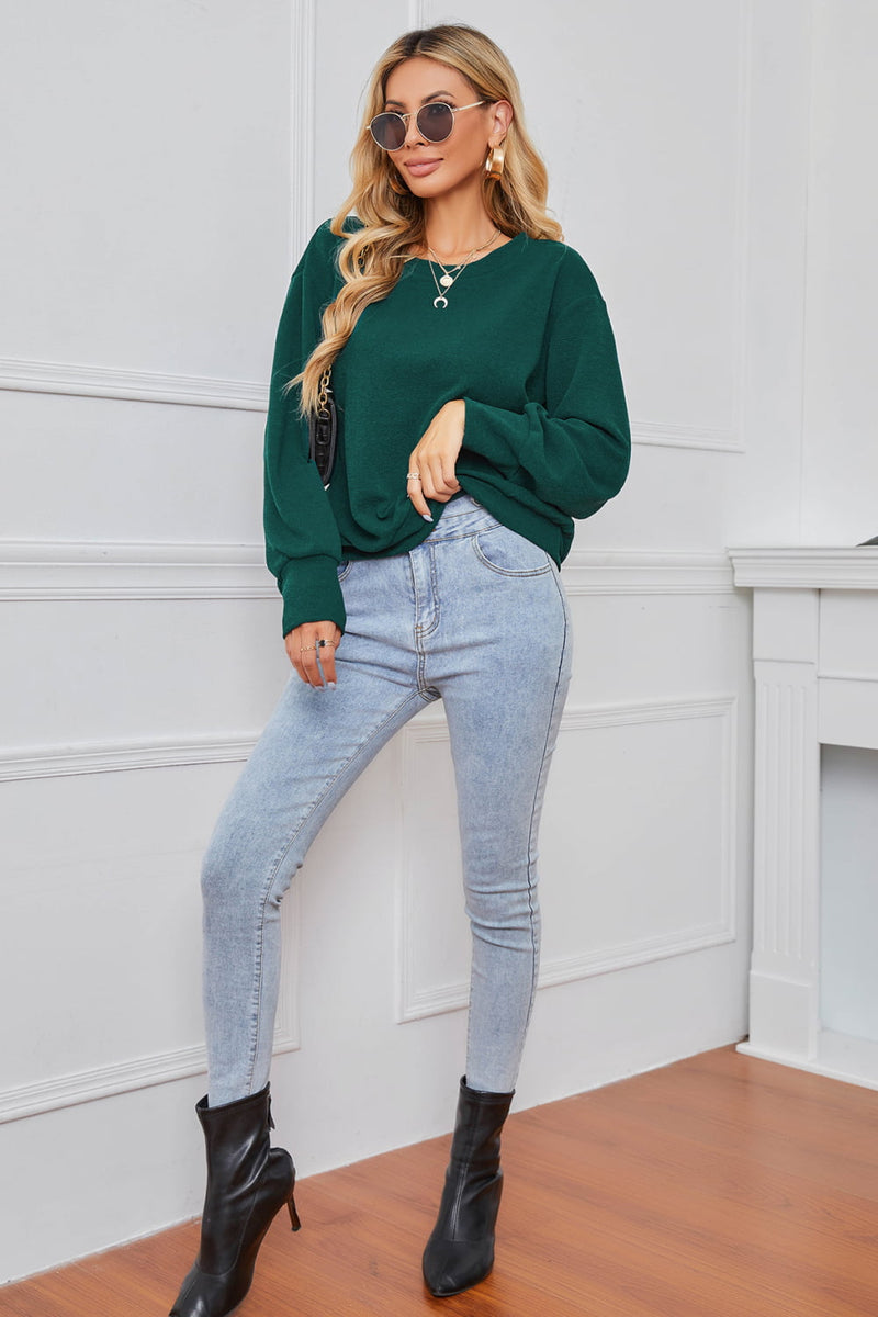 Elevate Your Winter Wardrobe with the Round Neck Dropped Shoulder Pullover Sweater at Burkesgarb
