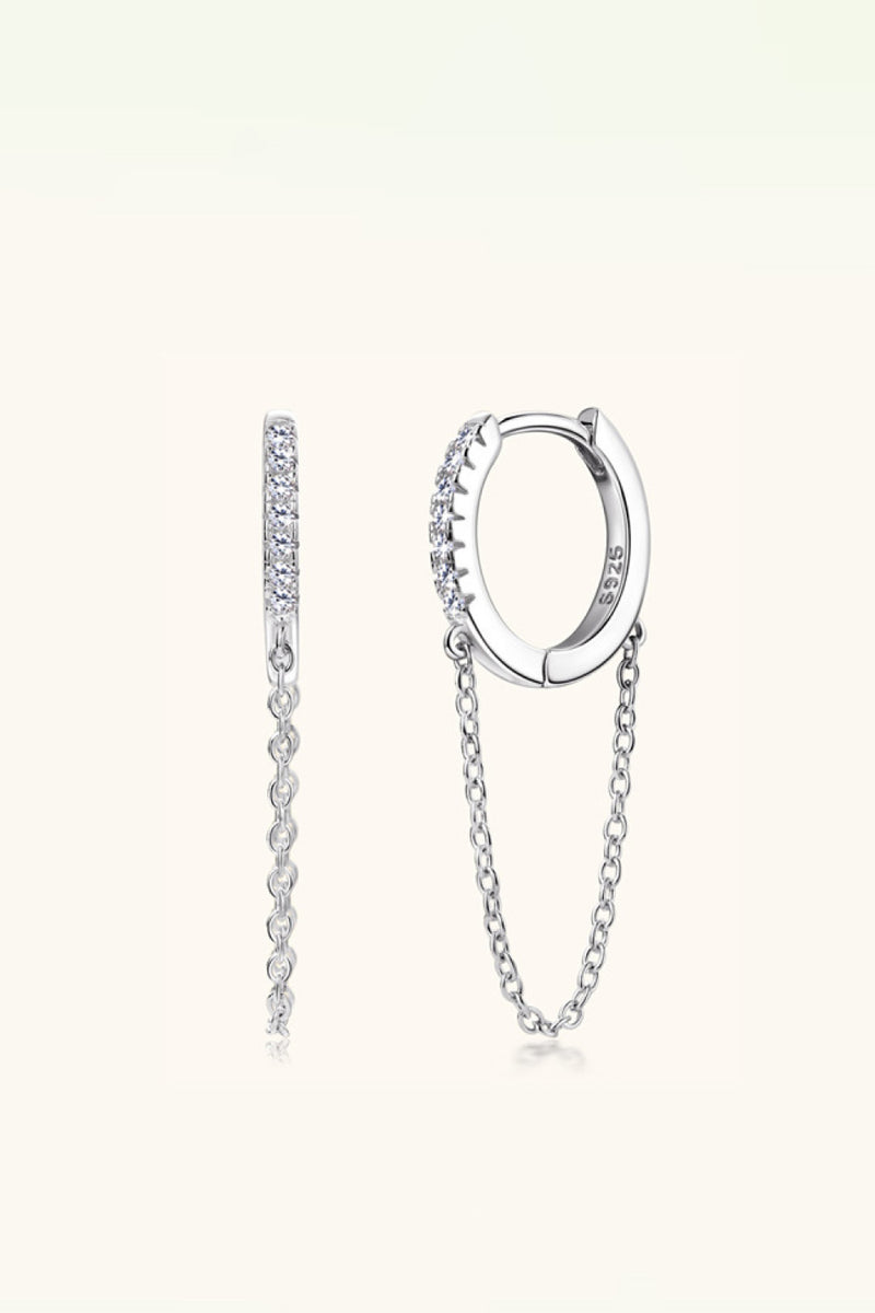 Add a Touch of Glamour with Moissanite 925 Sterling Silver Huggie Earrings with Chain