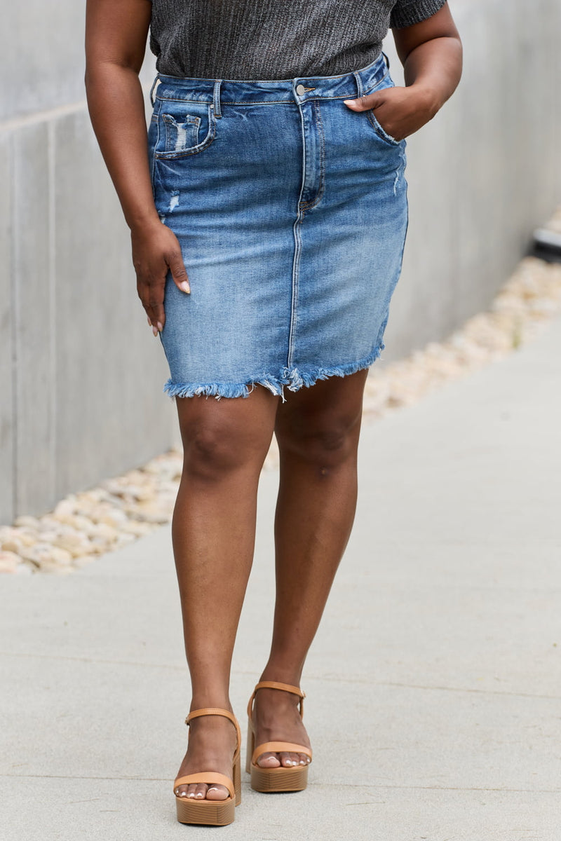 Elevate Your Style with the RISEN Amelia Denim Mini Skirt | Burkesgarb