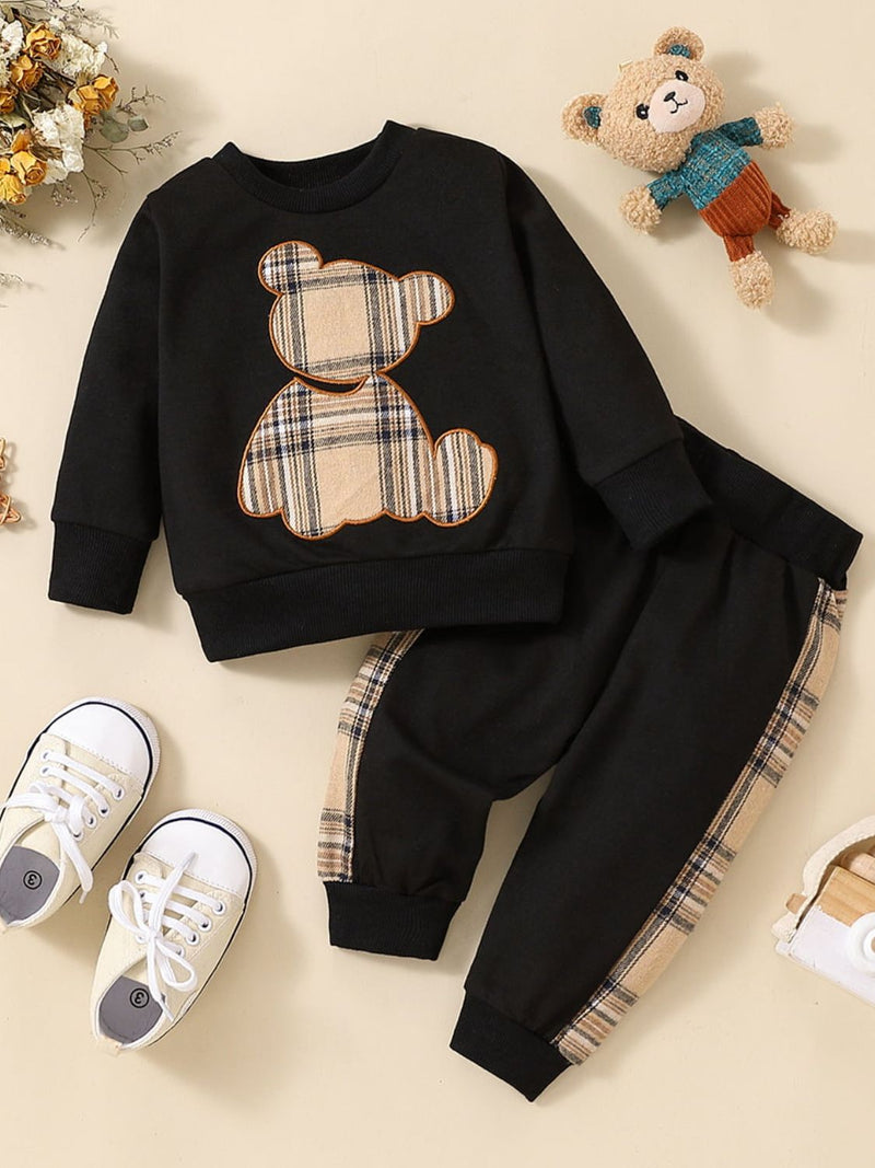 Bundle of Cuteness: Baby Bear Graphic Sweatshirt and Joggers Set at Burkesgarb