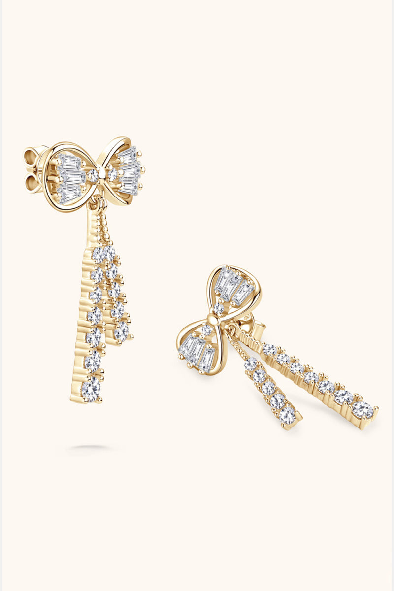 Elegant Sparkle: 1.12 Carat Moissanite Bow Earrings at Burkesgarb