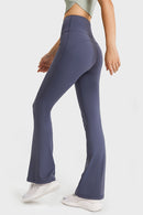 Stay Flexible and Stylish with Elastic Waist Flare Yoga Pants at Burkesgarb