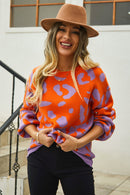 Embrace Effortless Style with the Leopard Round Neck Dropped Shoulder Sweater at Burkesgarb