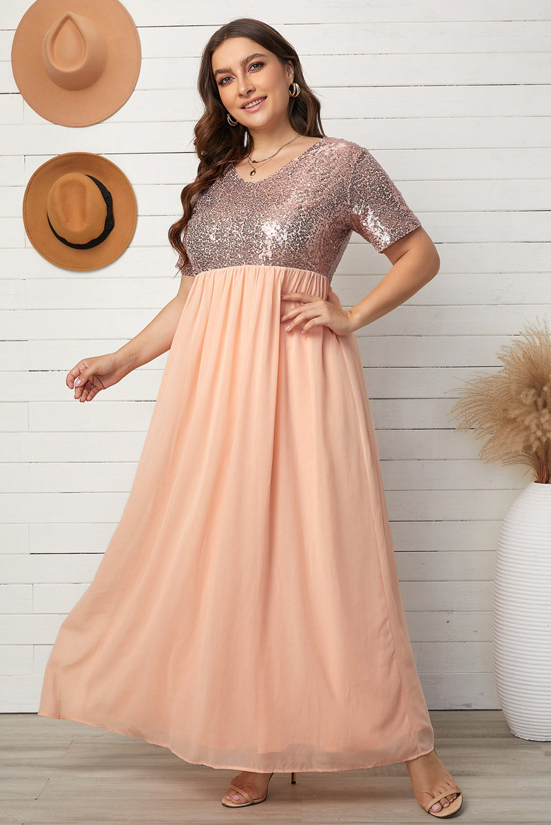 Elegant and Stylish: Plus Size Spliced Maxi Dress at Burkesgarb