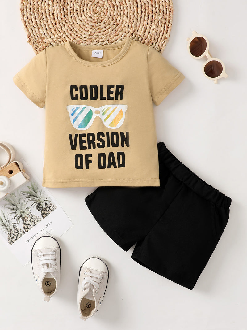 "Cooler Version of Dad: Boys Tee and Shorts Set for Stylish Little Ones"