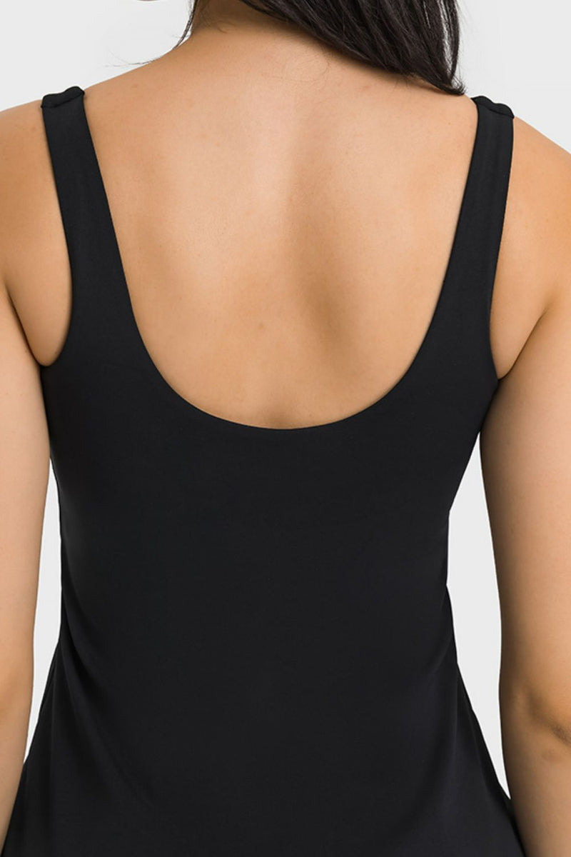 "Stylish and Functional: Square Neck Sports Tank Dress at Burkesgarb