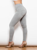 Sculpt Your Style with Full Size Zip Detail High Waist Leggings at Burkesgarb