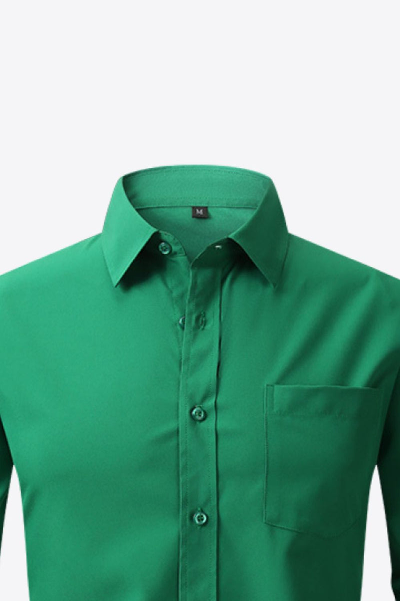 Classic and Versatile: Collared Long-Sleeve Pocket Shirt for Effortless Style