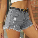 Effortlessly Chic: Raw Hem Distressed Denim Shorts at Burkesgarb