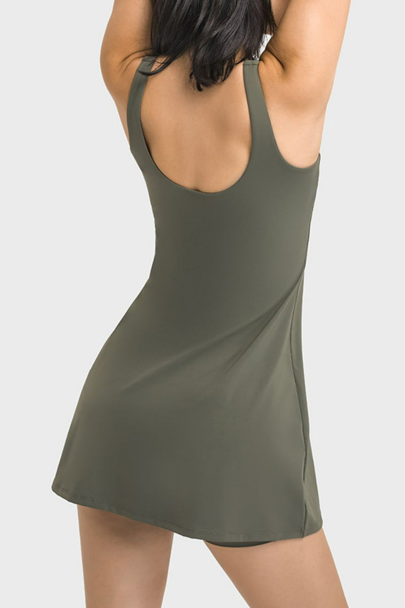 "Stylish and Functional: Square Neck Sports Tank Dress at Burkesgarb