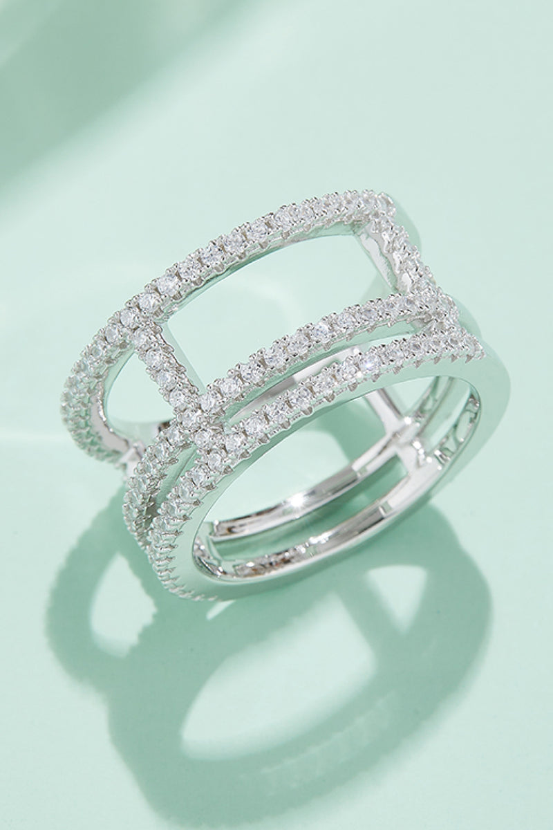 Modern Elegance: Moissanite Cutout Wide Ring at Burkesgarb