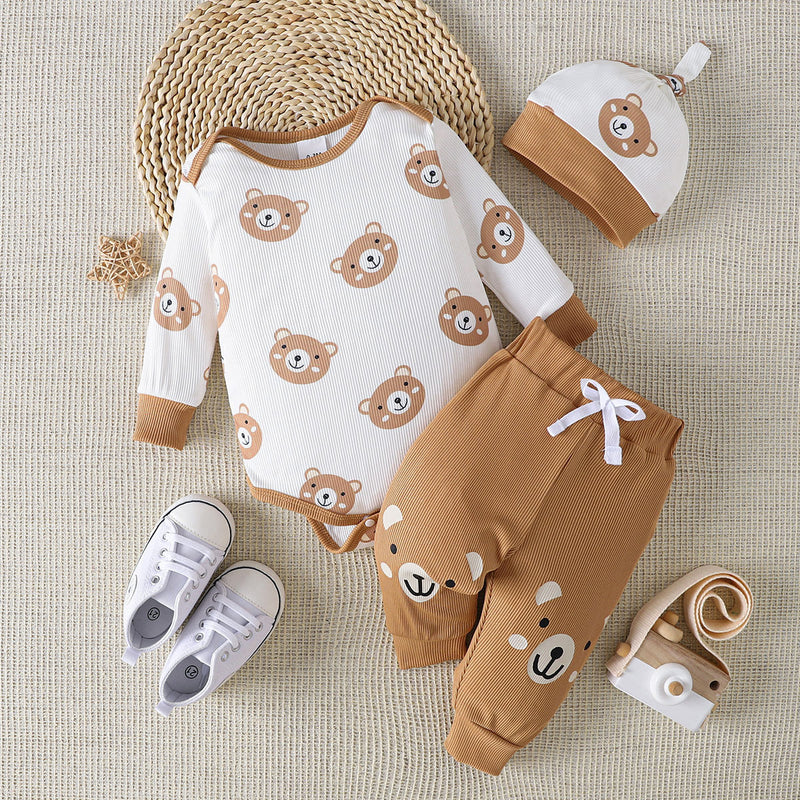 Cuddly Comfort: Bear Bodysuit and Joggers Set at Burkesgarb