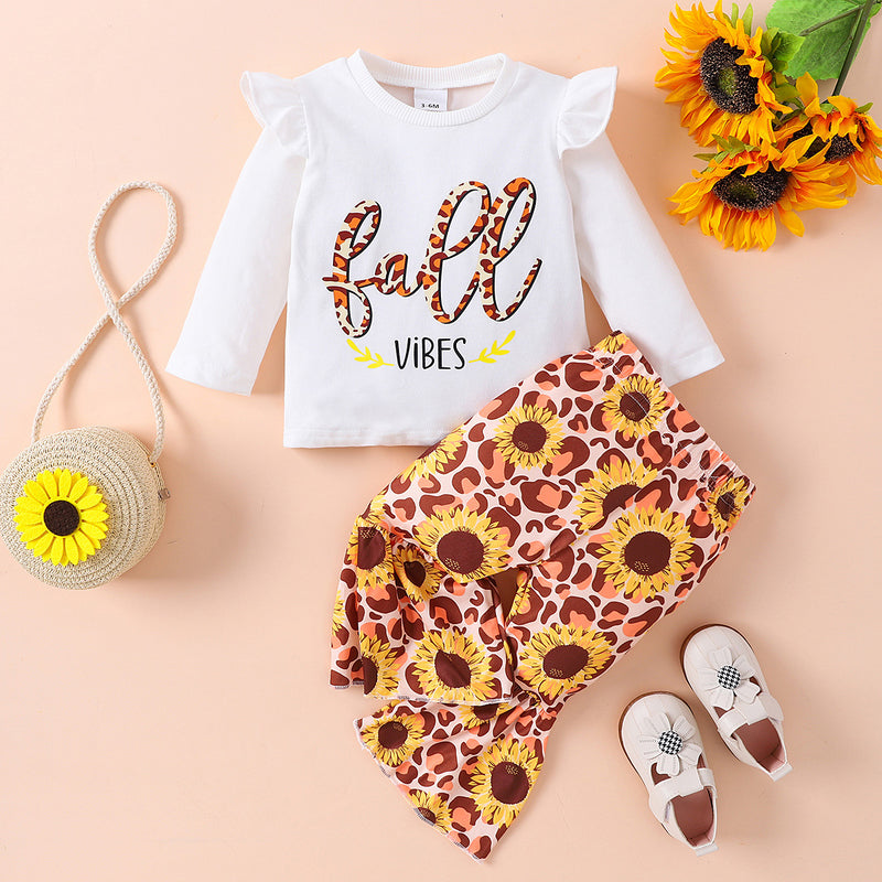 Baby Girl Graphic Top and Flare Pants Set: Adorable Style for Your Little Fashionista at Burkesgarb