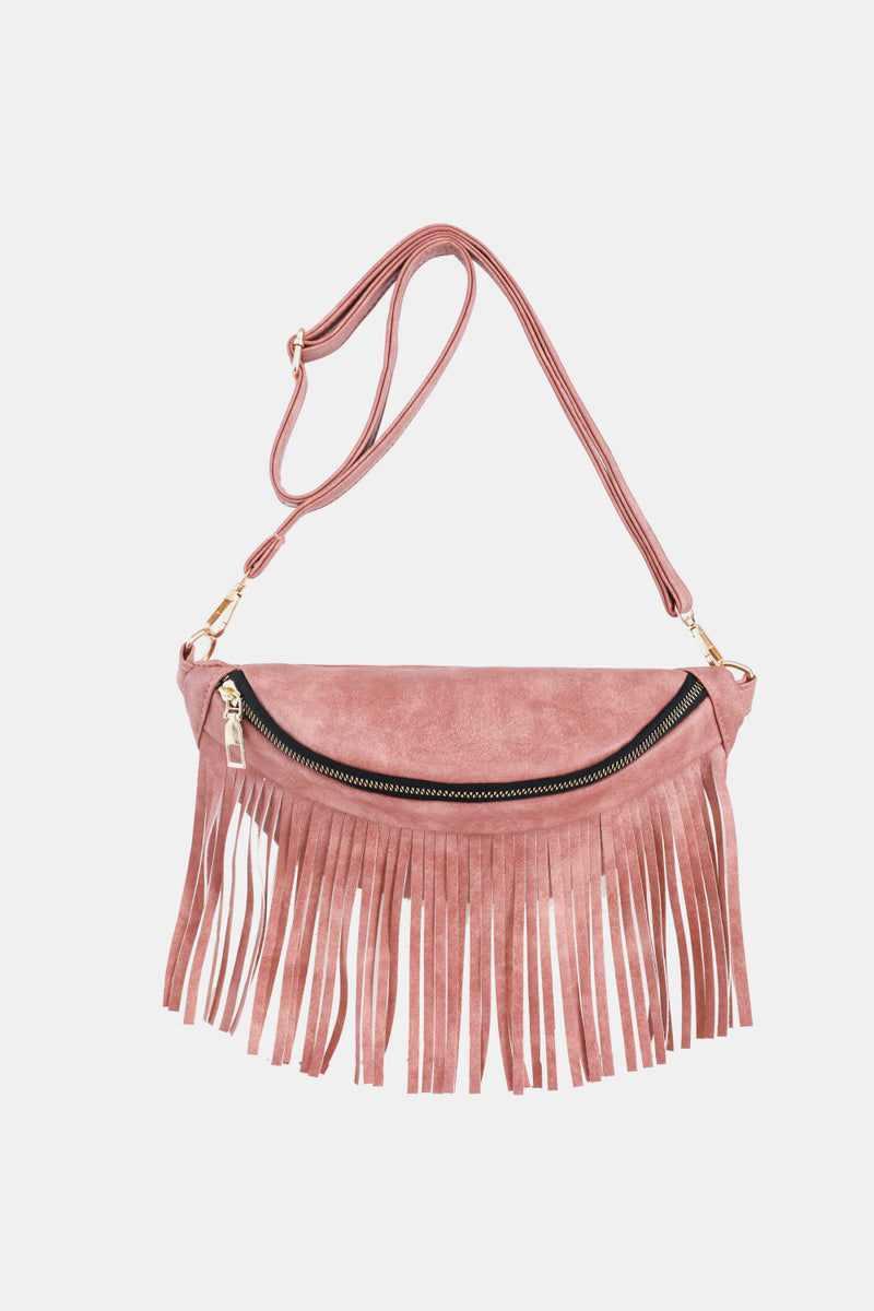 Add a Touch of Boho Chic to Your Outfits with the Fringed Leather Sling Bag at Burkesgarb