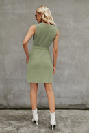 Chic Comfort: Round Neck Slit Sleeveless Sweater Dress - Shop Now at Burkesgarb