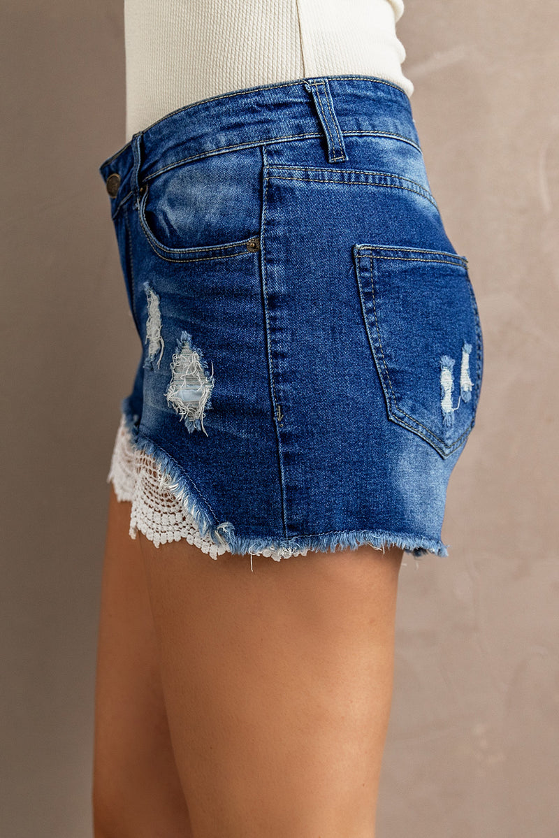 Effortless Style: Distressed Denim Shorts at Burkesgarb