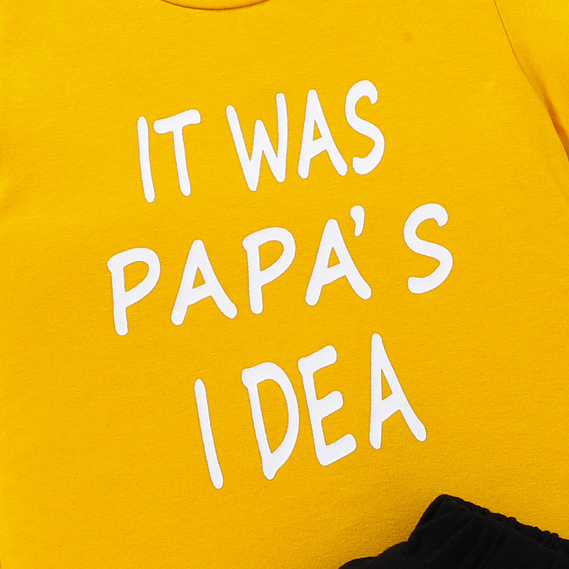 Adorable and Playful Kids IT WAS PAPA'S IDEA Graphic Tee and Shorts Set | Burkesgarb