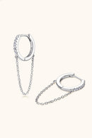 Add a Touch of Glamour with Moissanite 925 Sterling Silver Huggie Earrings with Chain