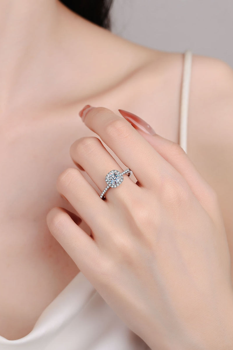 Elegant Brilliance: 1 Carat Moissanite 925 Sterling Silver Halo Ring at Burkesgarb